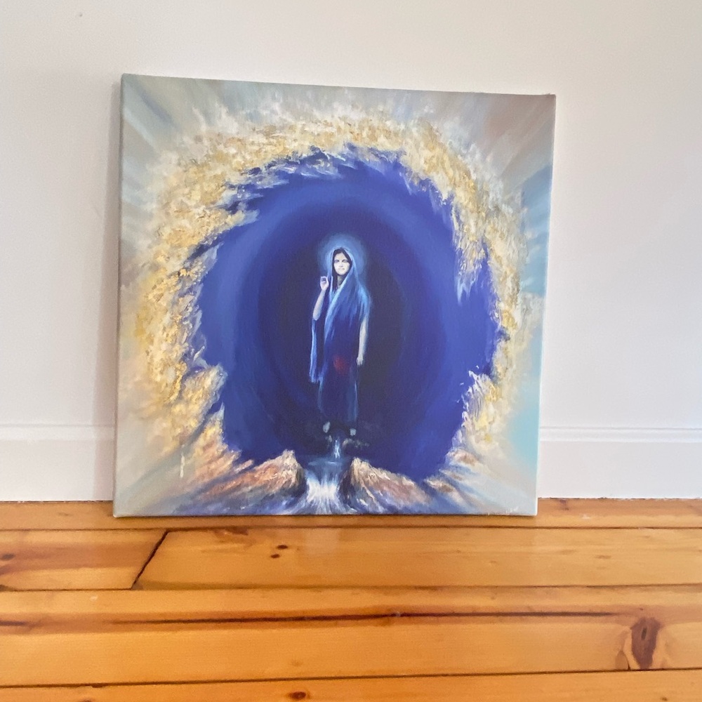 🌸 Sri Anandamayi Ma Original Meditation Art Canvas Painting Yoga - Picture 6 of 11